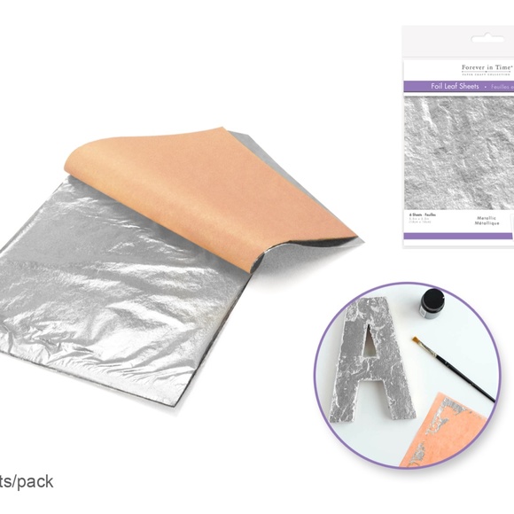 6 pcs Metallic Foil Leaf Sheets (Silver) - Picture 4 of 5